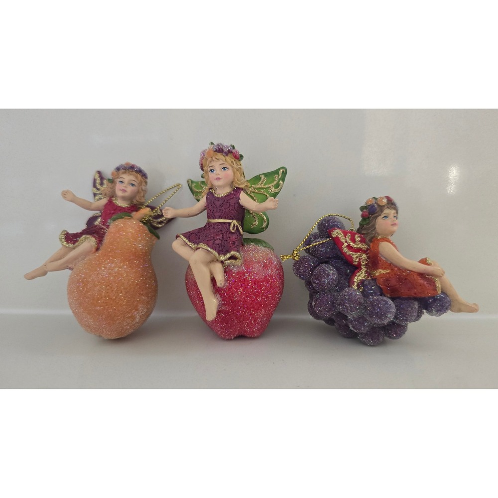 New The Gerson company Vintage Style Fruit Fairy Ornaments Set of 3